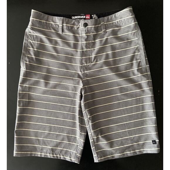 QUIKSILVER Amphibians Grey/White Stripe 21” Boardshorts Mens sz 30 - Picture 1 of 7